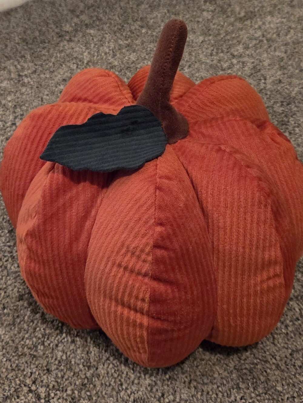 Autumn Orange Plush Pumpkin Decor ( Weighted ) Halloween Fall Decoation